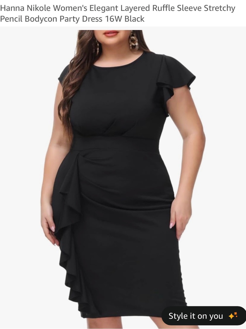 Black Ruffle Sleeve Sheath Dress